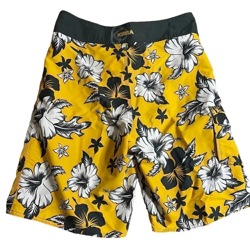 Kirra by PacSun Tropical Yellow and Grey Board Shorts NWT